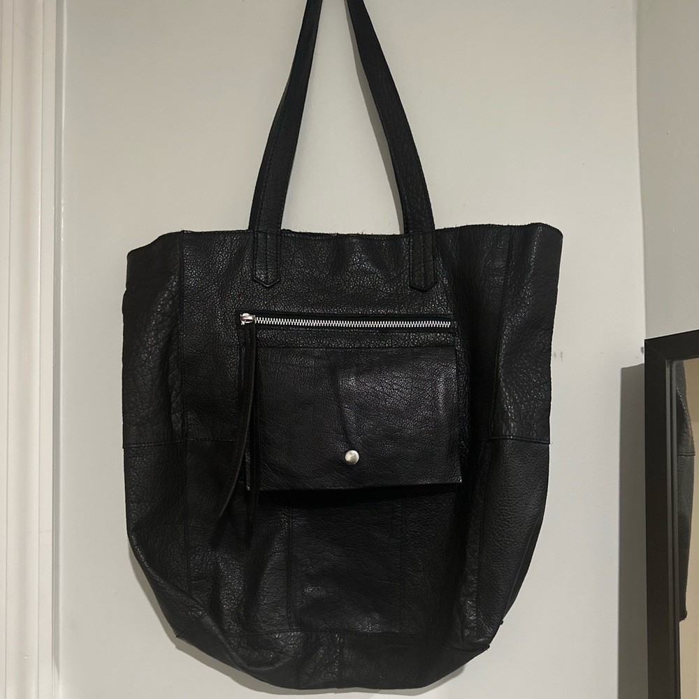✨NWOT” Day & Mood “ Anthropologie” Black Leather Tote